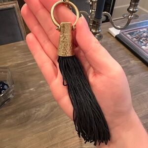 Dark green long tassel necklace